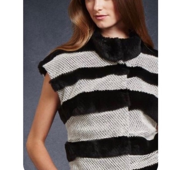 WORTH NY • Beautiful Faux Fur Black & White Vest - Picture 2 of 3